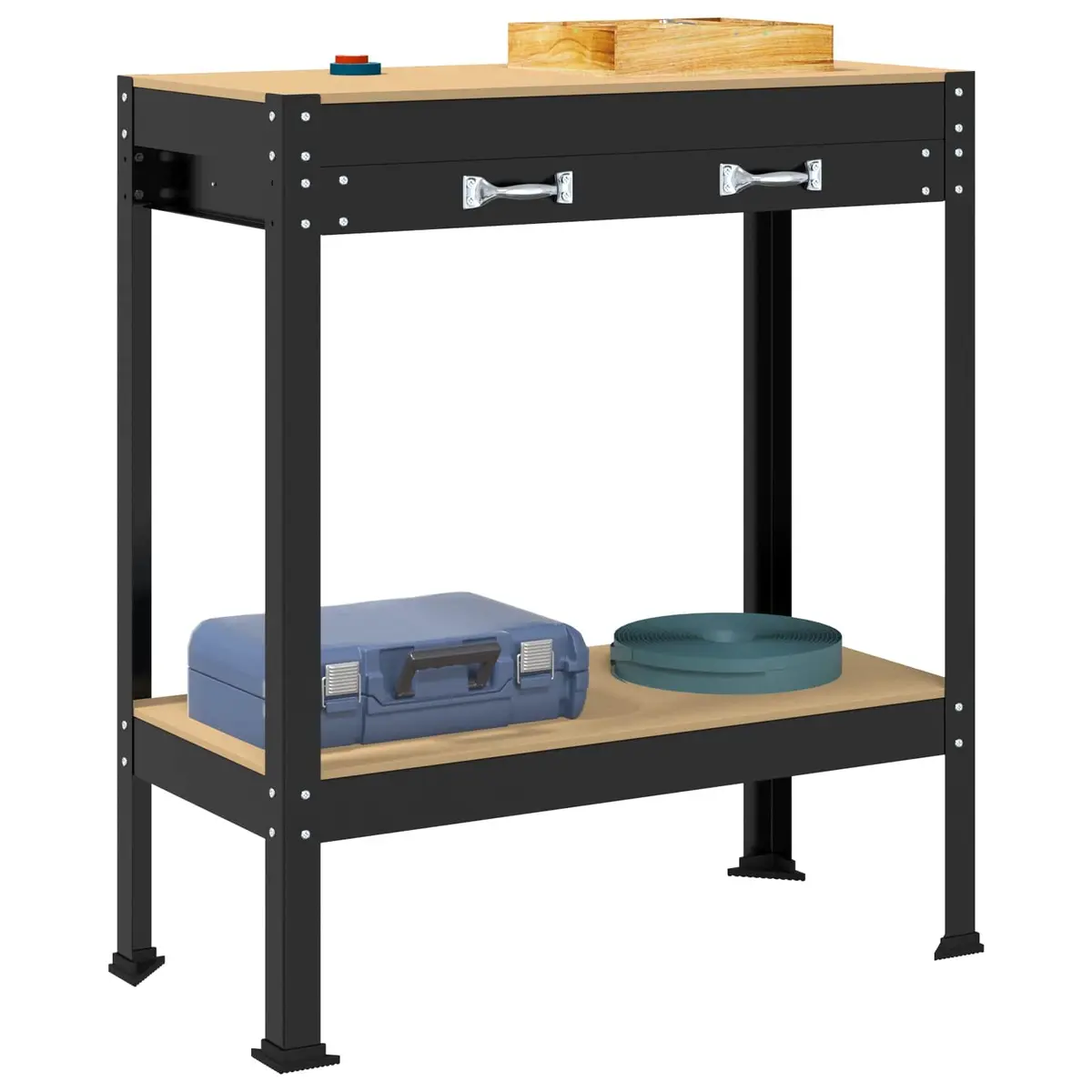 Workbench Black Engineered Wood Metal Frame 80 x 40 x 91 cm
