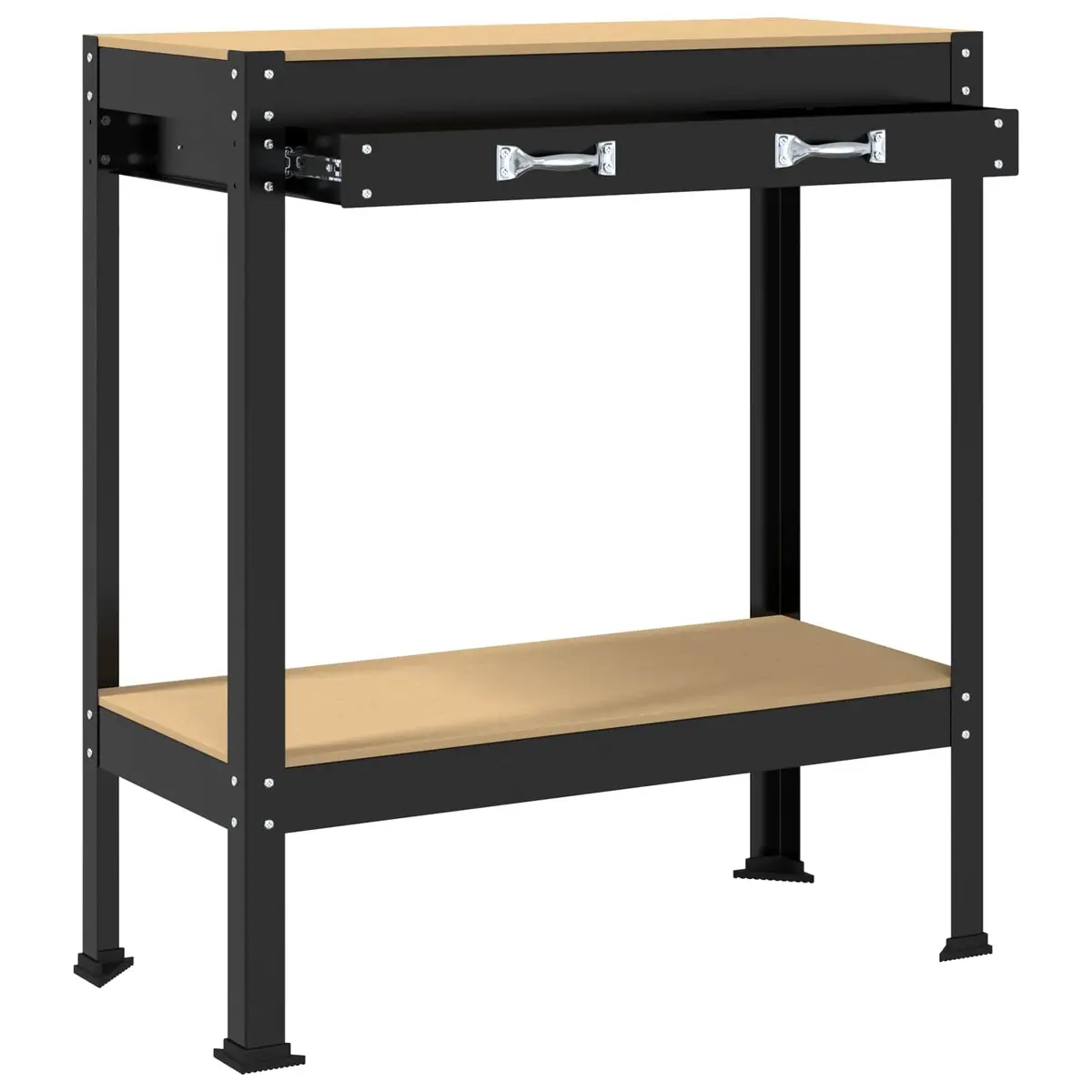 Workbench Black Engineered Wood Metal Frame 80 x 40 x 91 cm