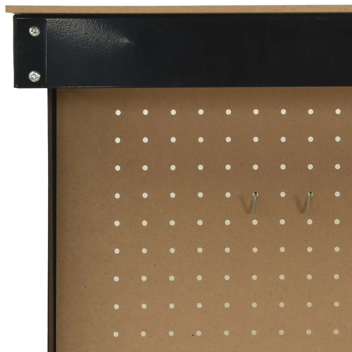 Workbench Black 81 x 41 x 145 cm Engineered Wood Metal Frame Pegboard Drawer
