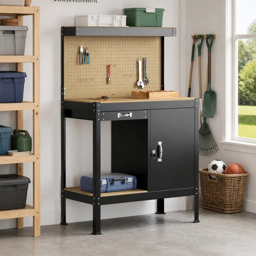 Black Workbench 90 x 49 x 141 cm