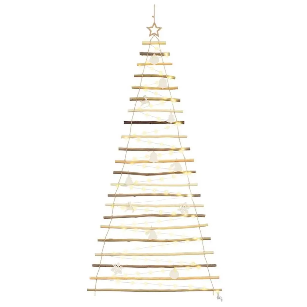 Hanging Christmas Tree Solid Ash Wood 210cm with 130 Warm White LEDs Indoor Outdoor Decoration