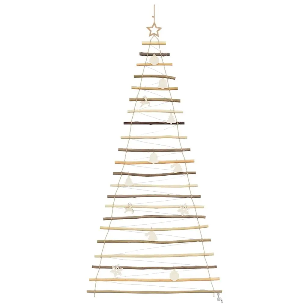Hanging Christmas Tree Solid Ash Wood 210cm with 130 Warm White LEDs Indoor Outdoor Decoration