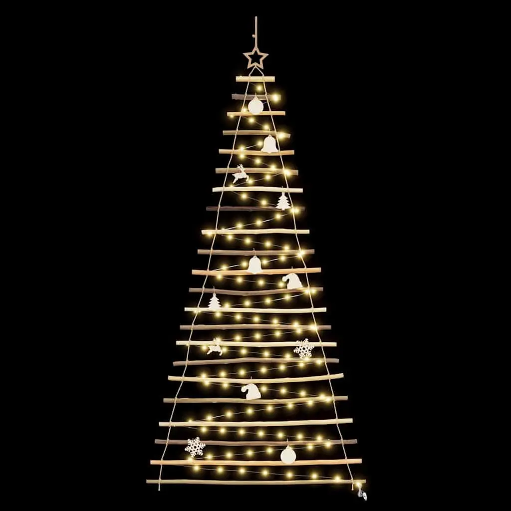 Hanging Christmas Tree Solid Ash Wood 210cm with 130 Warm White LEDs Indoor Outdoor Decoration