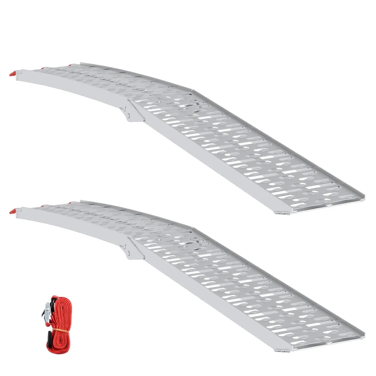 Foldable Motorcycle Ramp 340 kg Capacity Aluminium Loading Pair Silver