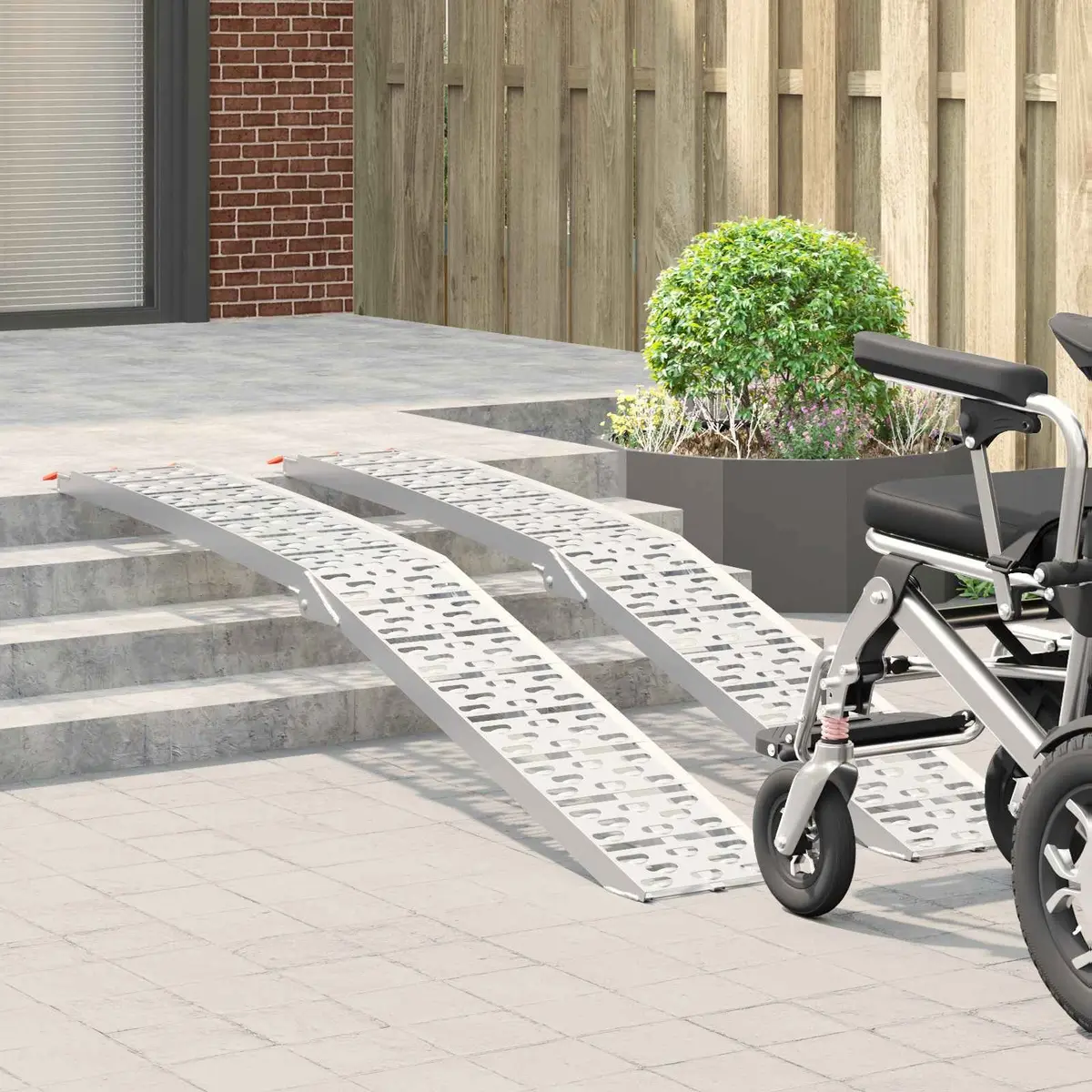 Foldable Motorcycle Ramp 340 kg Capacity Aluminium Loading Pair Silver