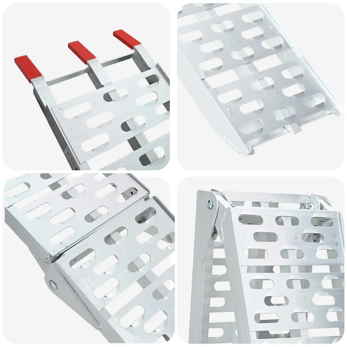 Foldable Motorcycle Ramp 340 kg Capacity Aluminium Loading Pair Silver