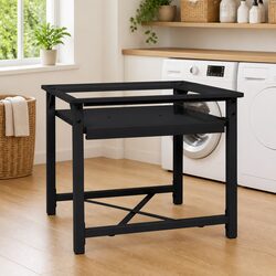 Washing Machine Pedestal Riser Black Steel Laundry Room Bathroom Storage Stand