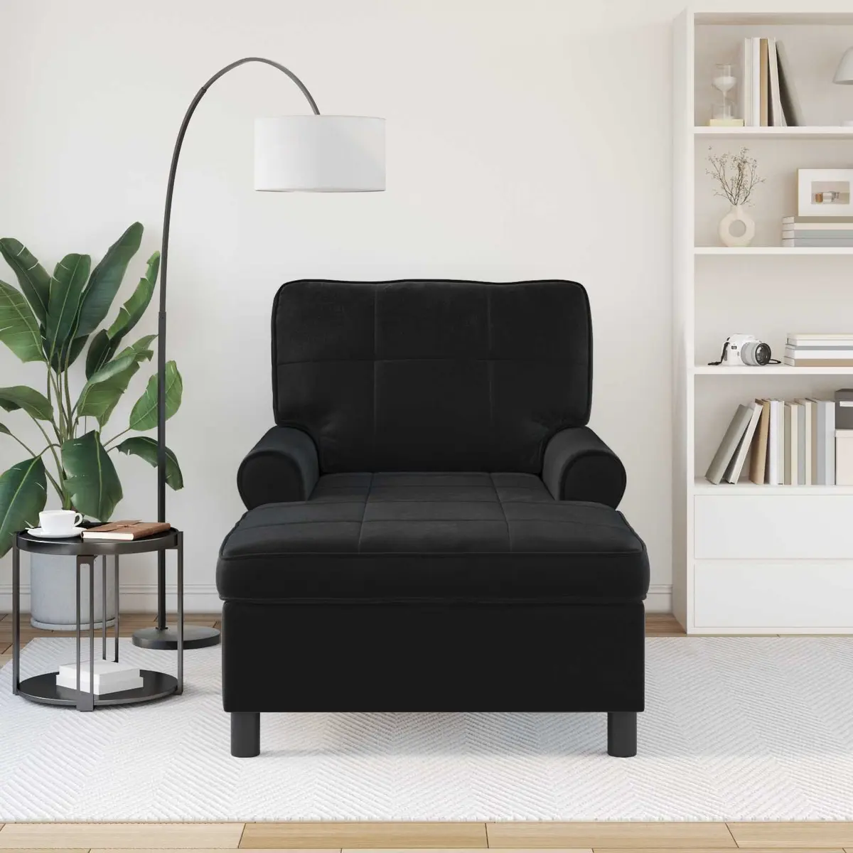 Black Velvet Chaise Lounge Chair