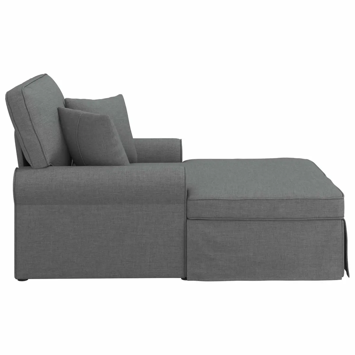 Chaise Lounge with Skirt Dark Grey Fabric Modern Living Room Bedroom 3 Piece