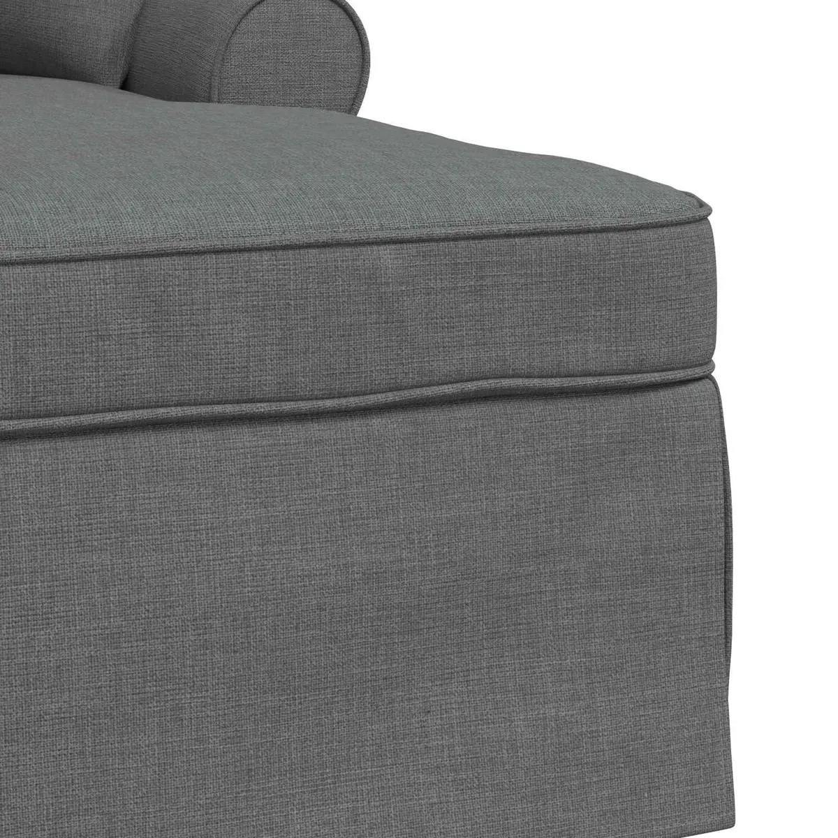Chaise Lounge with Skirt Dark Grey Fabric Modern Living Room Bedroom 3 Piece