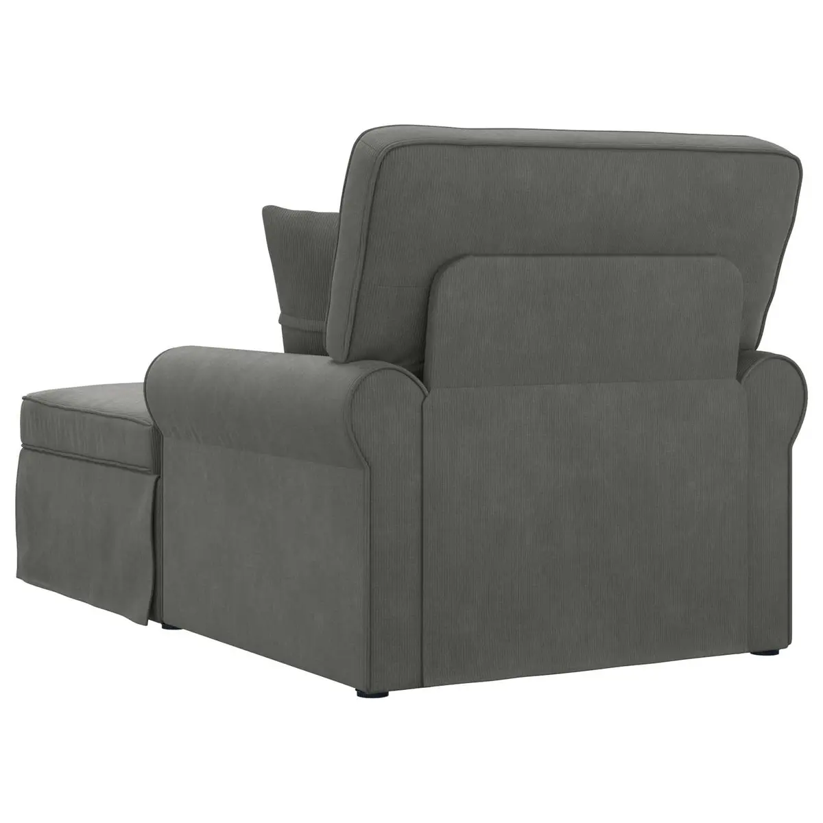 Chaise Lounge Modern with Skirt Grey Corduroy Fabric 3 Piece
