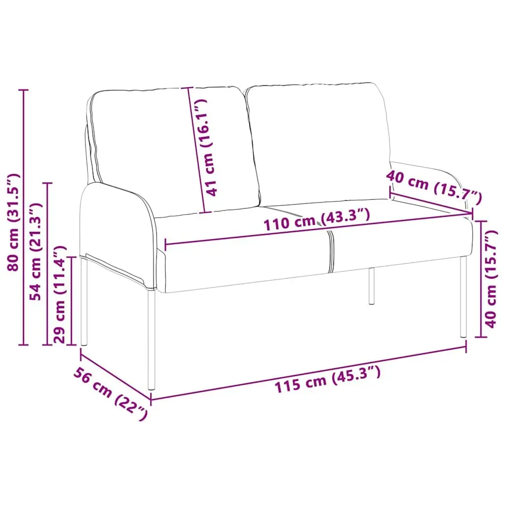 Sofa Grey Modern Lounge Seat 110cm Polyester Upholstery Bullnose Cushions