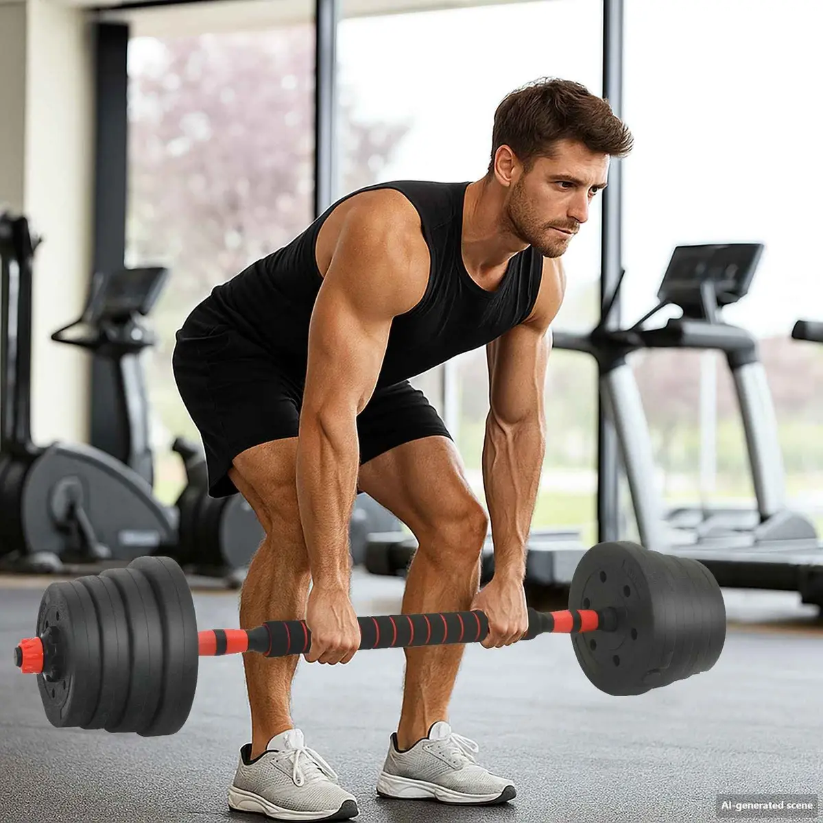 Adjustable Dumbbell Barbell Kettlebell Set 30kg Home Gym Weight Training