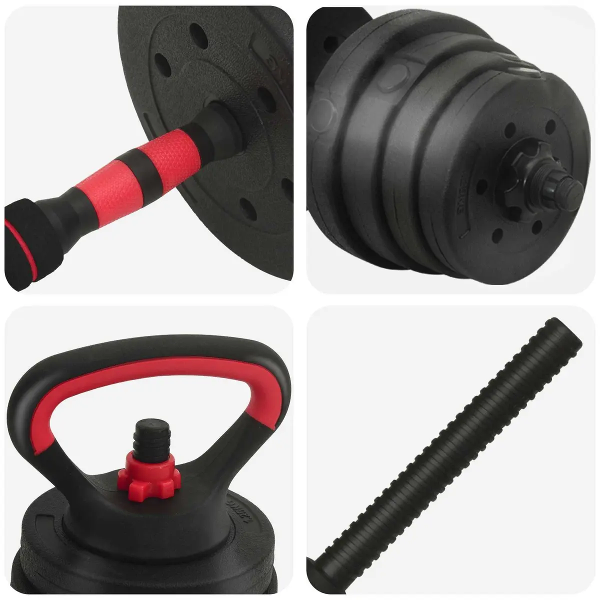 Adjustable Dumbbell Barbell Kettlebell Set 30kg Home Gym Weight Training