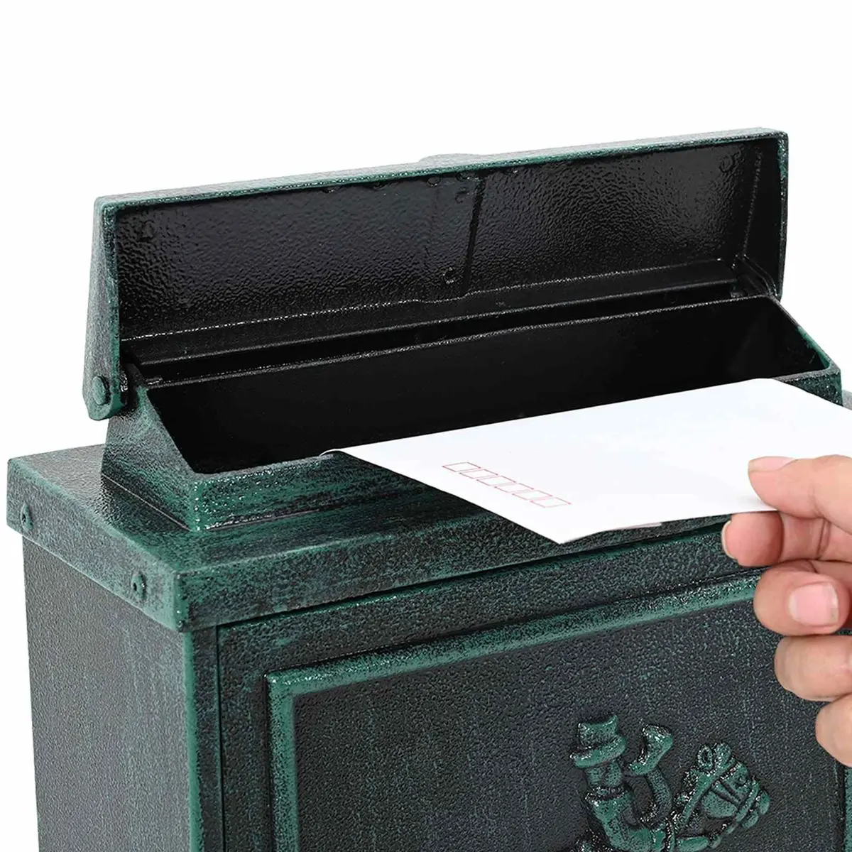 Wall Mounted Mailbox Vintage Green Cast Aluminum 29 x 13 x 41 cm
