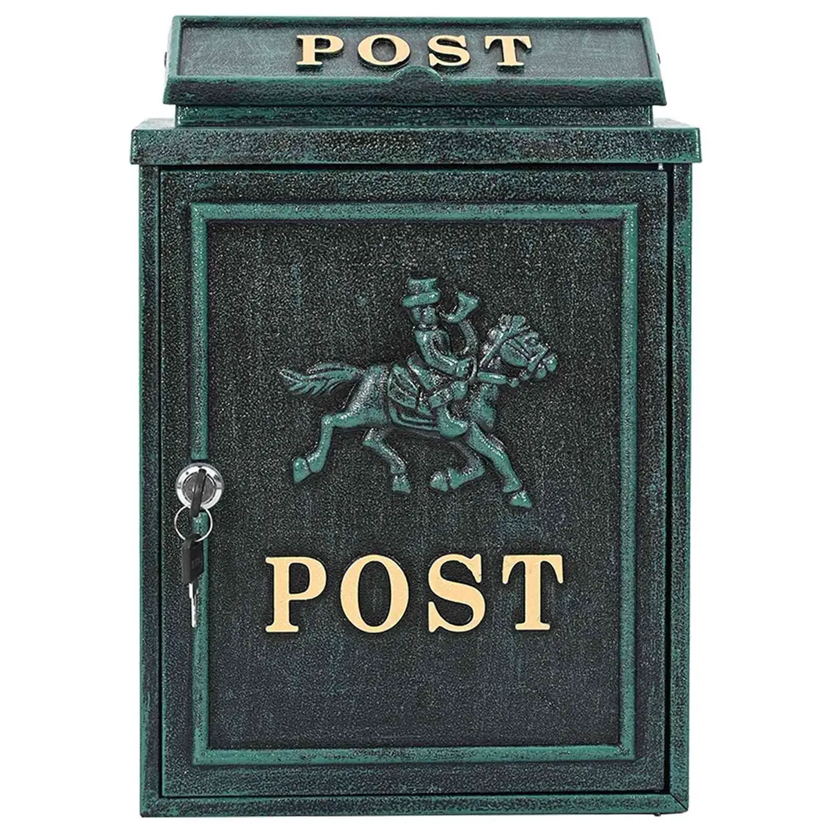 Wall Mounted Mailbox Vintage Green Cast Aluminum 29 x 13 x 41 cm