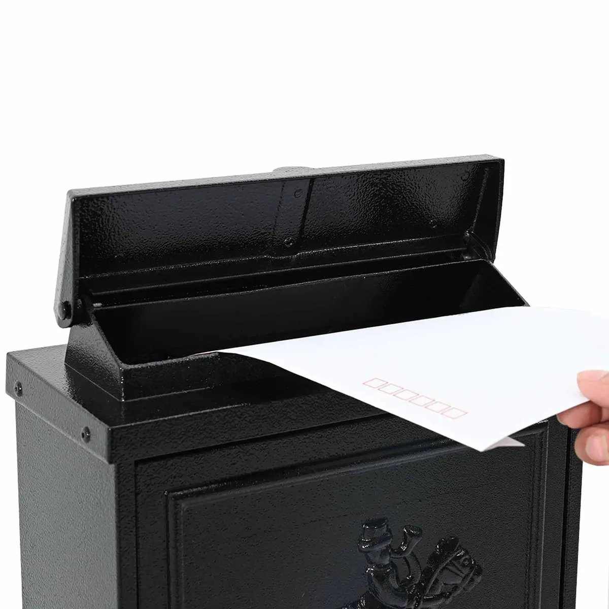 Wall Mounted Mailbox Vintage Black Cast Aluminum 29x13x41 cm