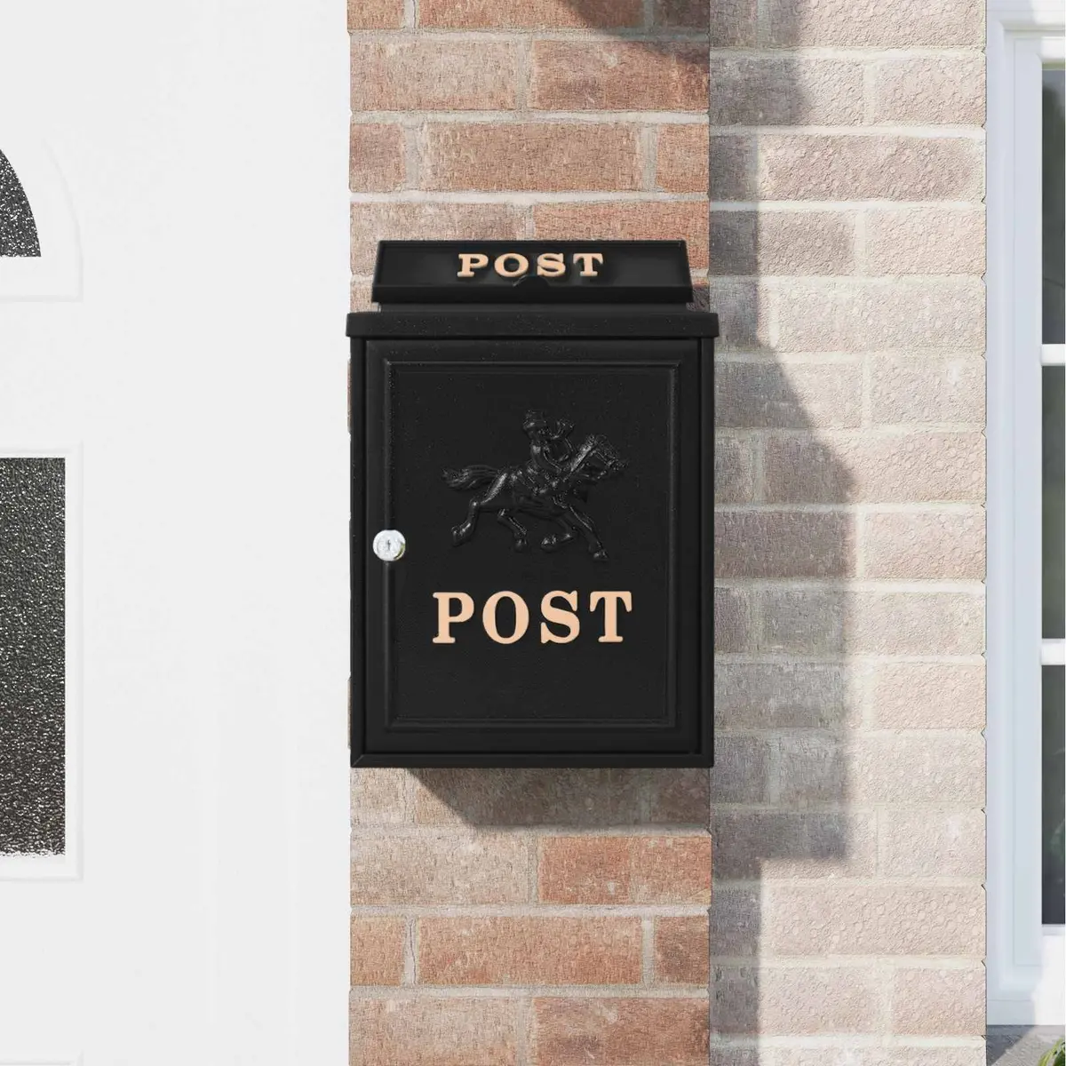 Wall Mounted Mailbox Vintage Black Cast Aluminum 29x13x41 cm