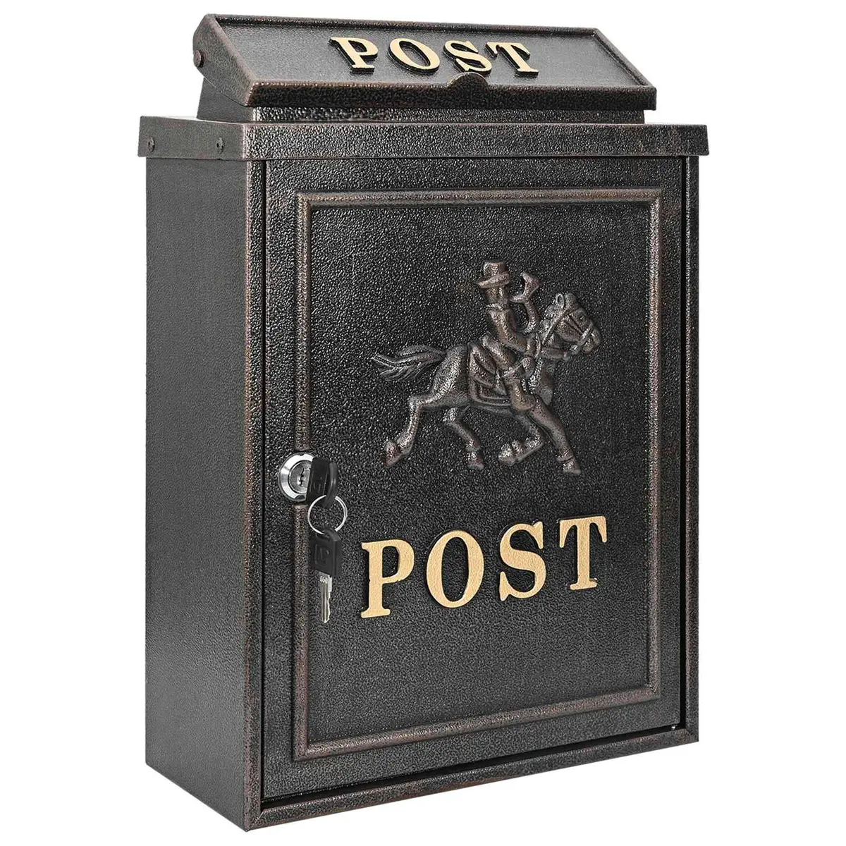 Wall Mounted Mailbox Vintage Bronze Cast Aluminium Outdoor Size 29 x 13 x 41 cm