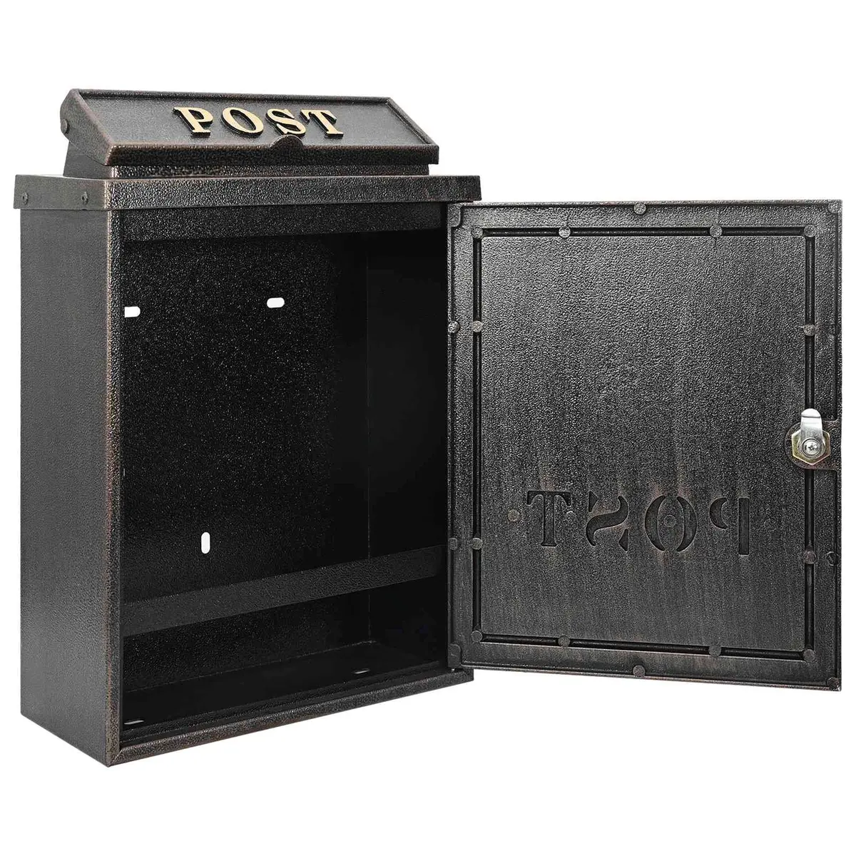 Wall Mounted Mailbox Vintage Bronze Cast Aluminium Outdoor Size 29 x 13 x 41 cm
