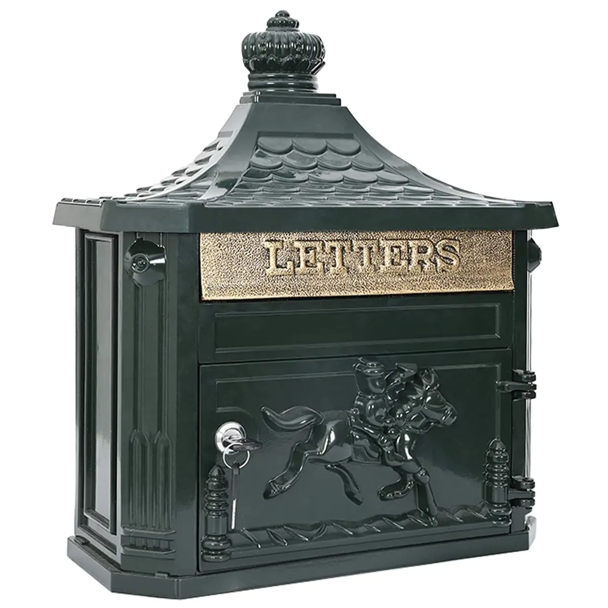 Wall Mounted Mailbox Vintage Green Lockable 40.5 x 16 x 45 cm