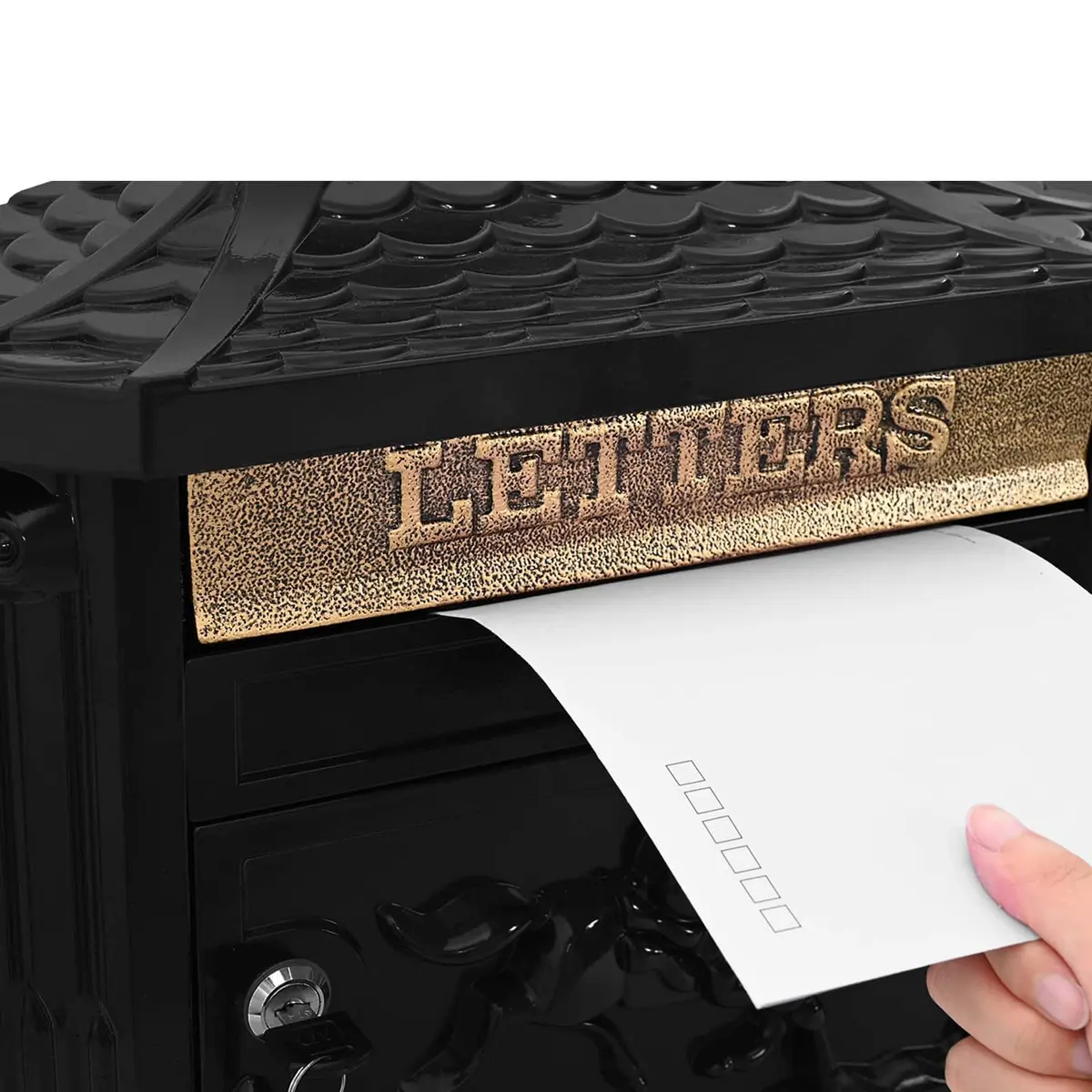Wall Mounted Mailbox Vintage Black Cast Aluminum 40.5 x 16 x 45 cm