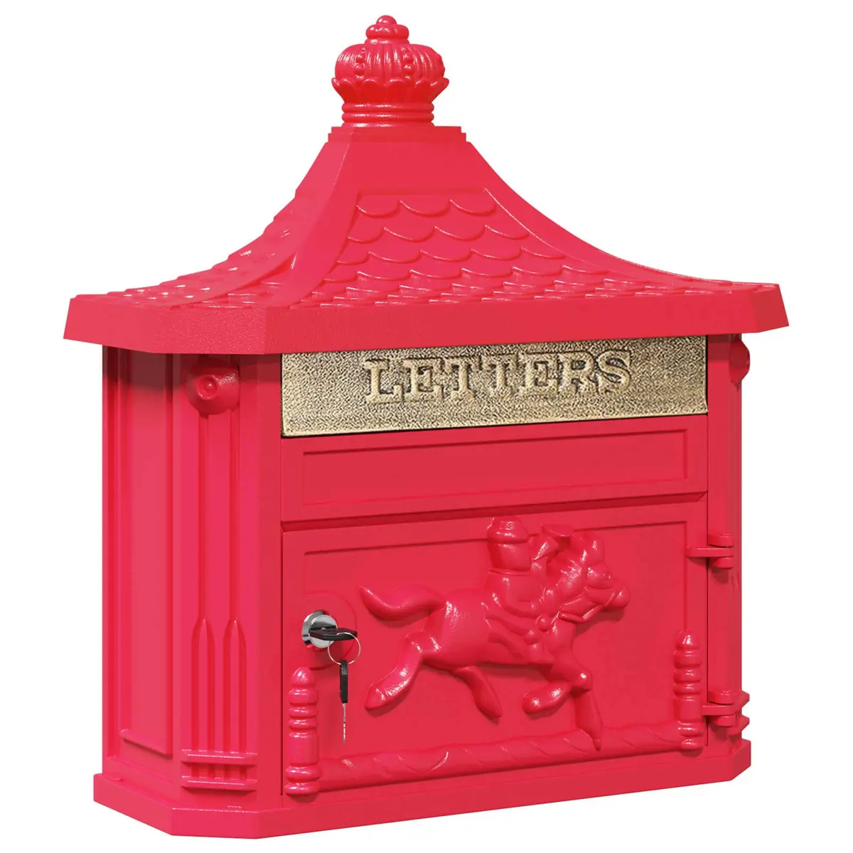 Wall Mounted Mailbox Vintage Retro Red 40.5 x 16 x 45 cm Outdoor Decor