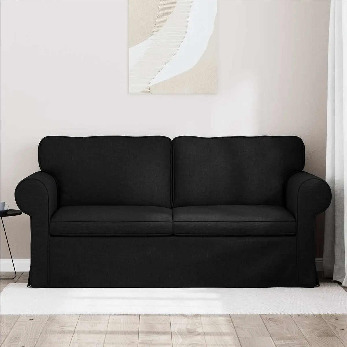 Modern Sofa Black 175 x 82 x 80 cm Modular Fabric Couch Living Room Furniture