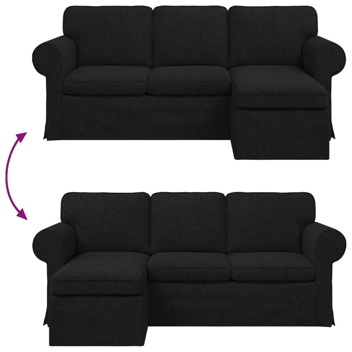 Modern Sofa Black 195x138x80cm Fabric Living Room Bedroom Lounge Couch Settee