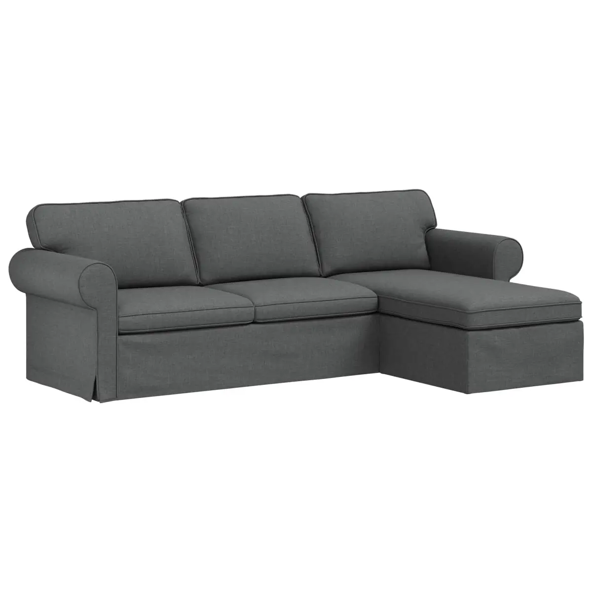 Dark Grey Fabric Sofa Modern Living Room Couch 245x138x80cm Metal Frame Lounge
