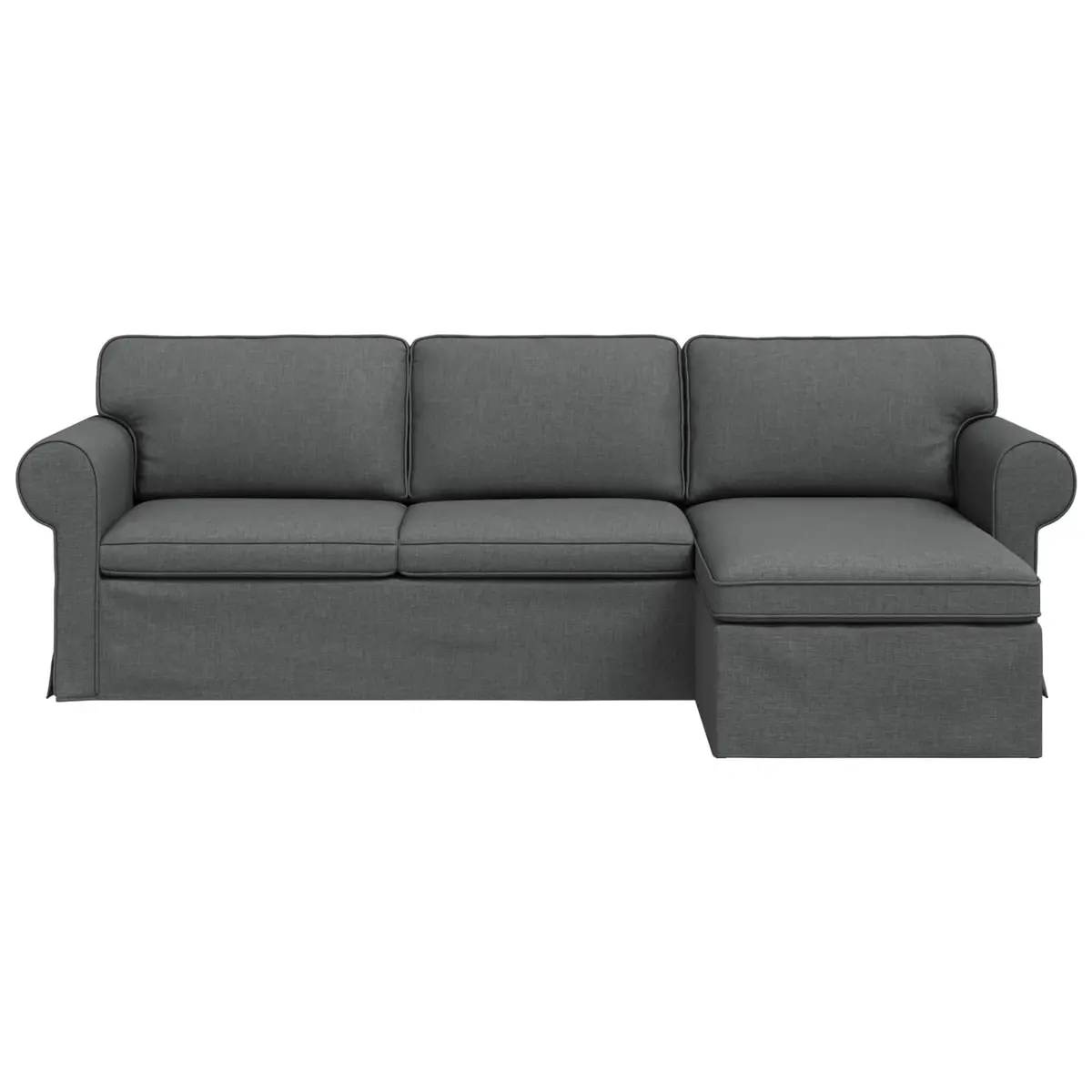 Dark Grey Fabric Sofa Modern Living Room Couch 245x138x80cm Metal Frame Lounge