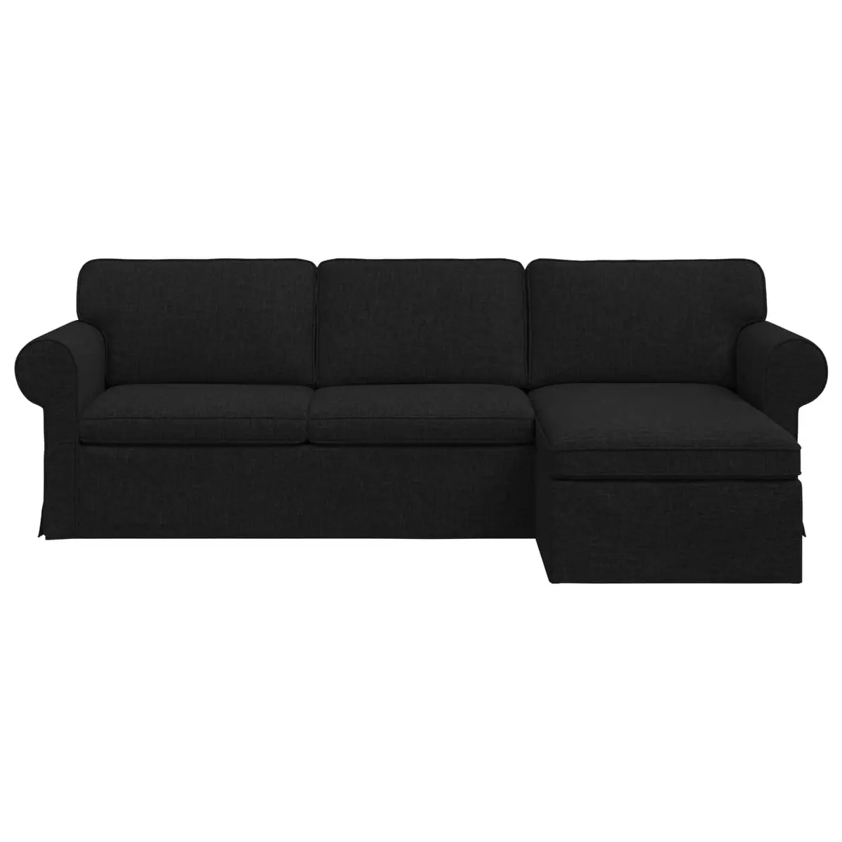 Black Fabric Sofa Modern Living Room Furniture 245 x 138 x 80 cm