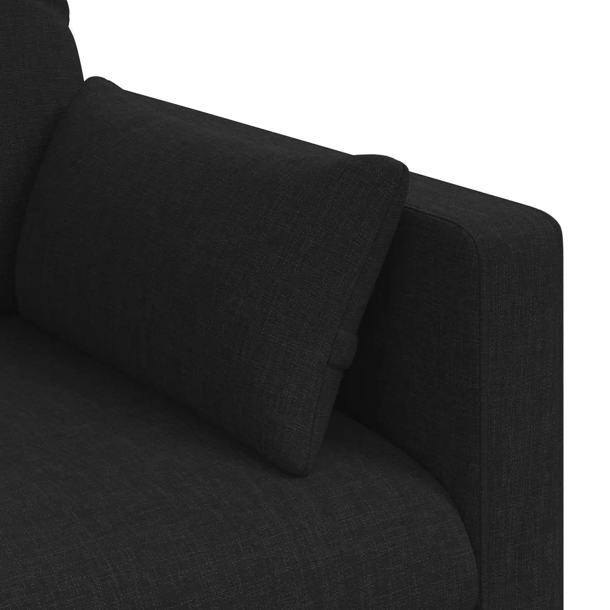 Black Fabric Sofa 158cm Modern Living Room Couch Modular Seating Metal Frame