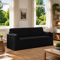 Your Cozy Black Fabric Sofa for Living Room 198 x 78 x 80 cm