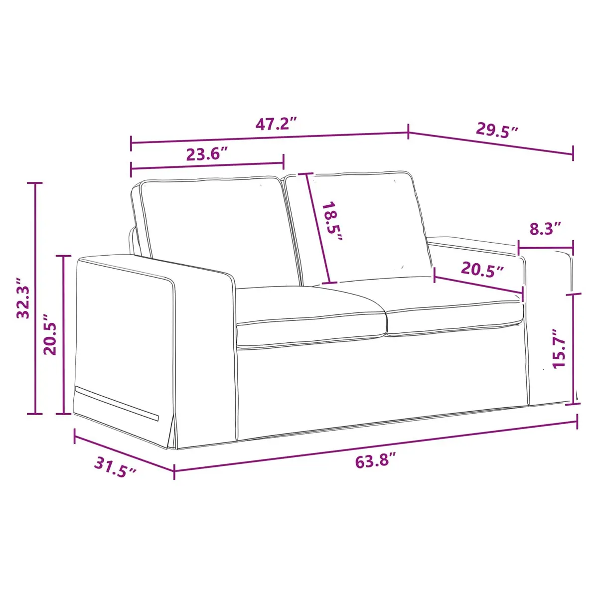Modern Grey Sofa 162x80x82cm Modular Sectional Lounge Living Room Furniture