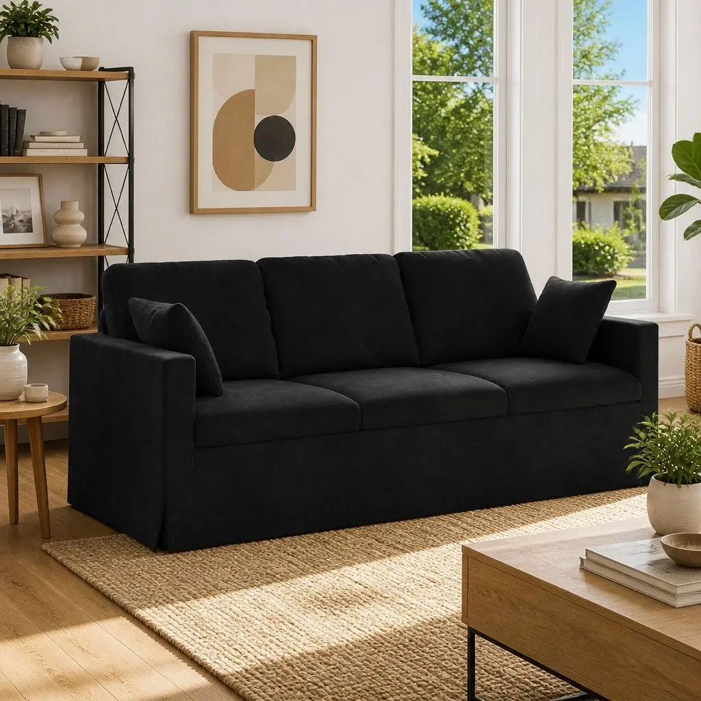 Black Velvet Sofa