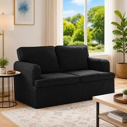Sofa Black 144 x 80 x 85 cm Fabric Modern Lounge Seating Modular Furniture