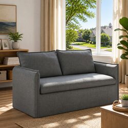 Grey Fabric Sofa 156 x 82 x 85 cm Modular Lounge Settee Modern Living Room Couch