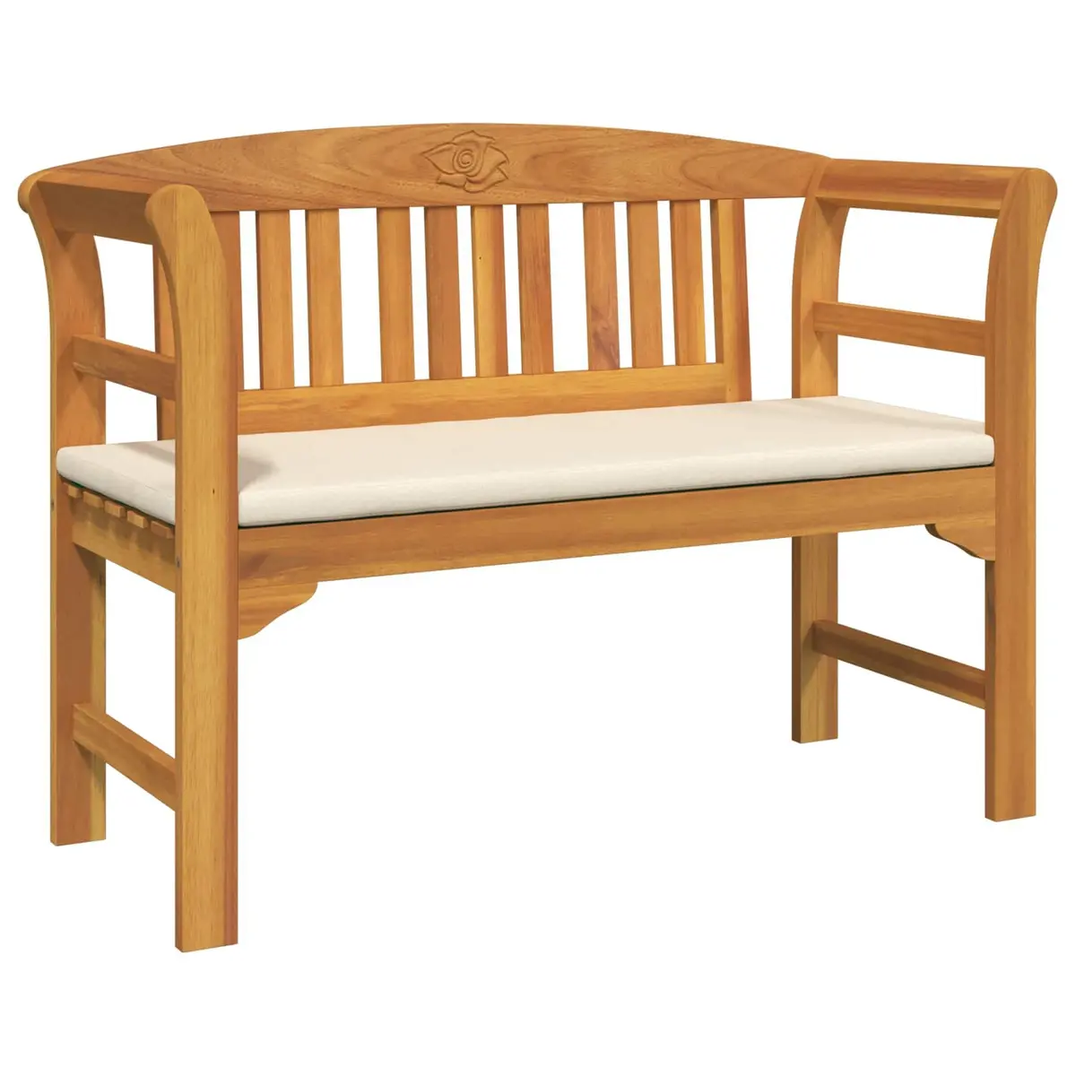 Outdoor Rose Bench Garden Patio Seating Hand-Carved Solid Wood Acacia Furniture