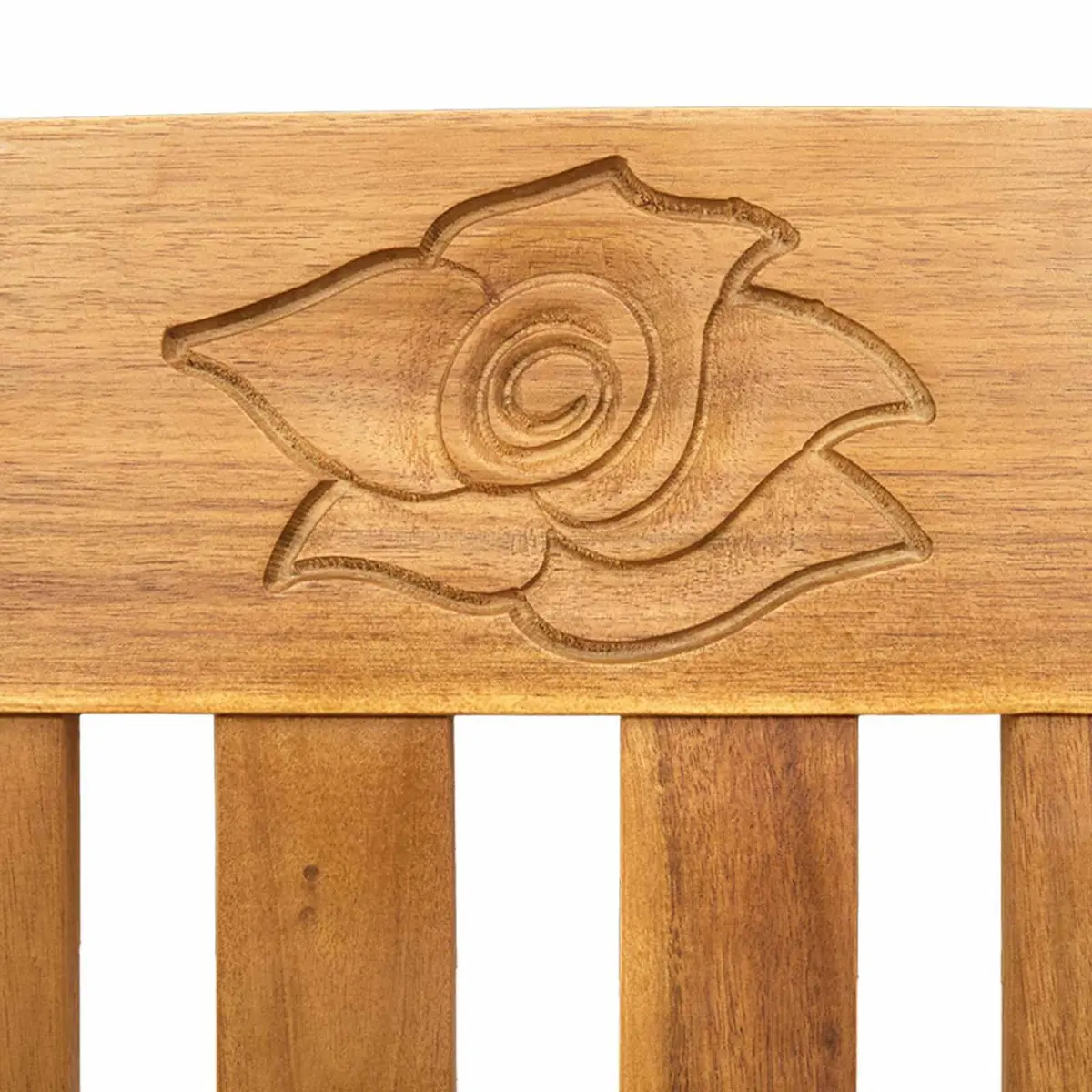 Outdoor Rose Bench Garden Patio Seating Hand-Carved Solid Wood Acacia Furniture