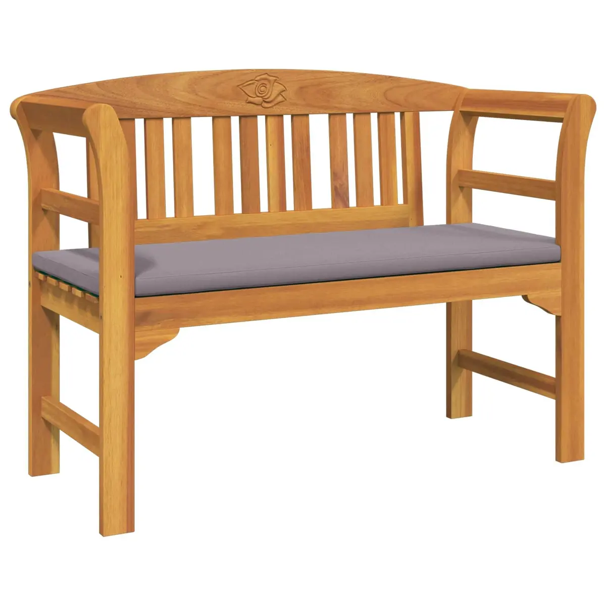 Outdoor Rose Bench Garden Patio Seating Hand-Carved Design Solid Wood