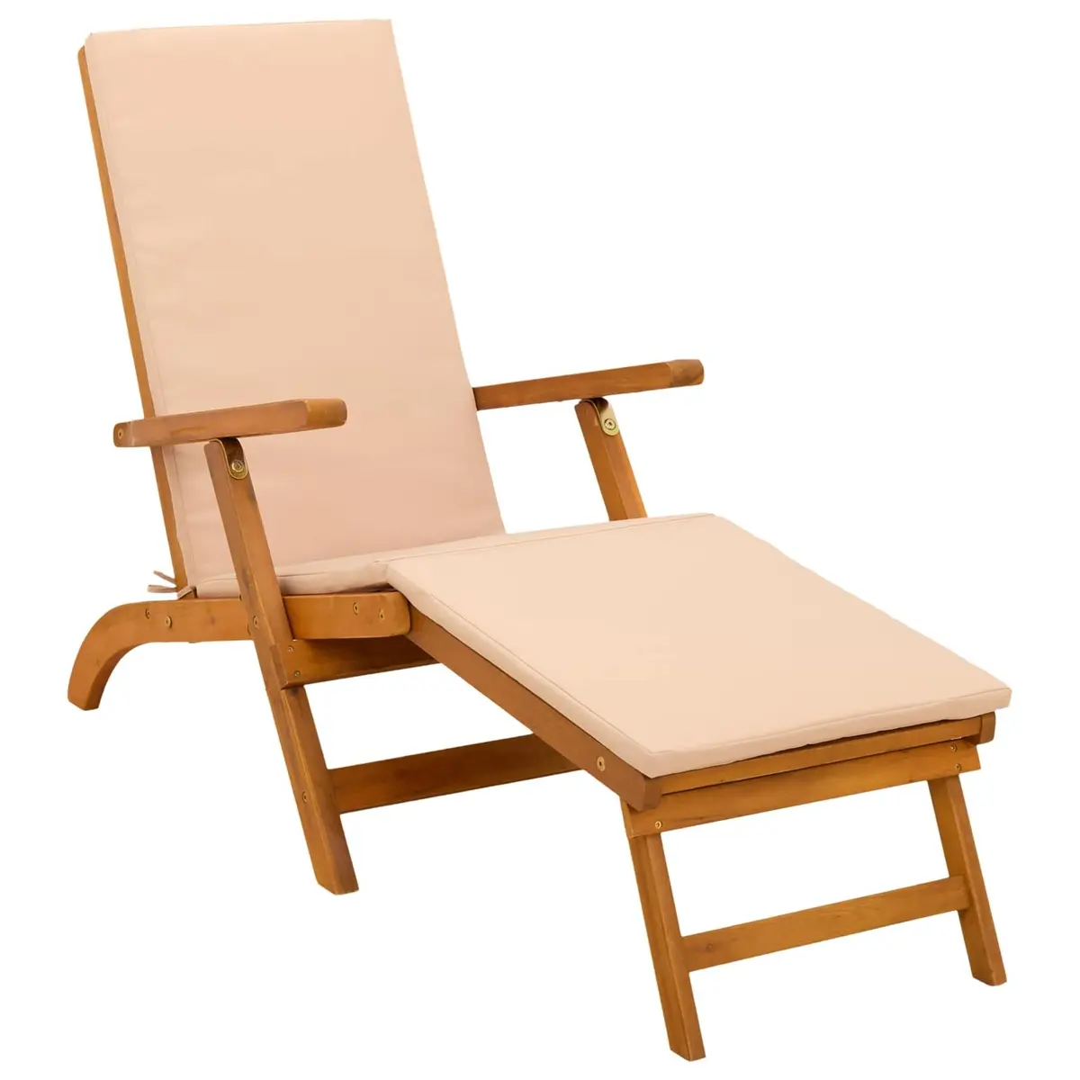 Sun Lounger Reclining Folding Garden Outdoor Chair with Adjustable Backrest