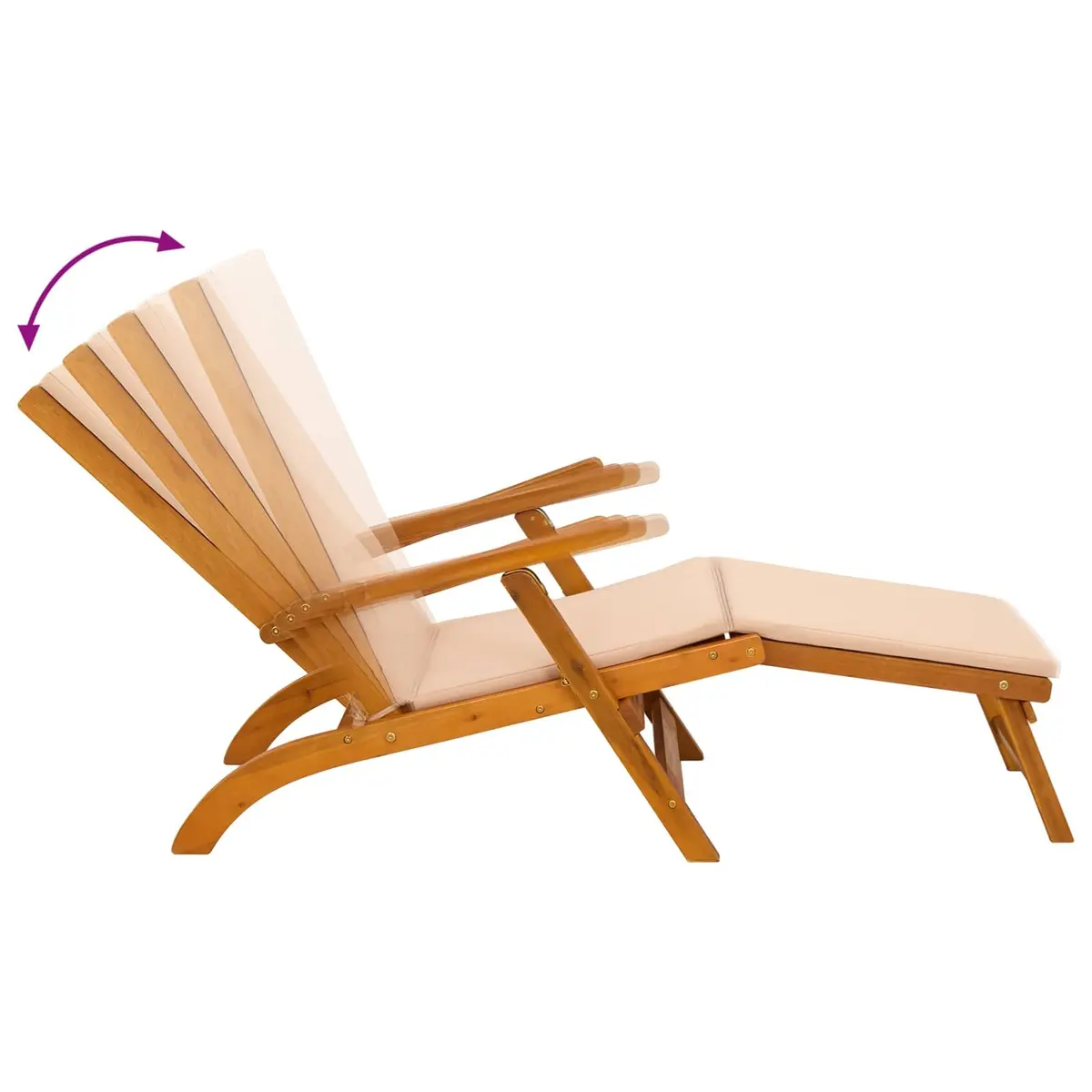 Sun Lounger Reclining Folding Garden Outdoor Chair with Adjustable Backrest