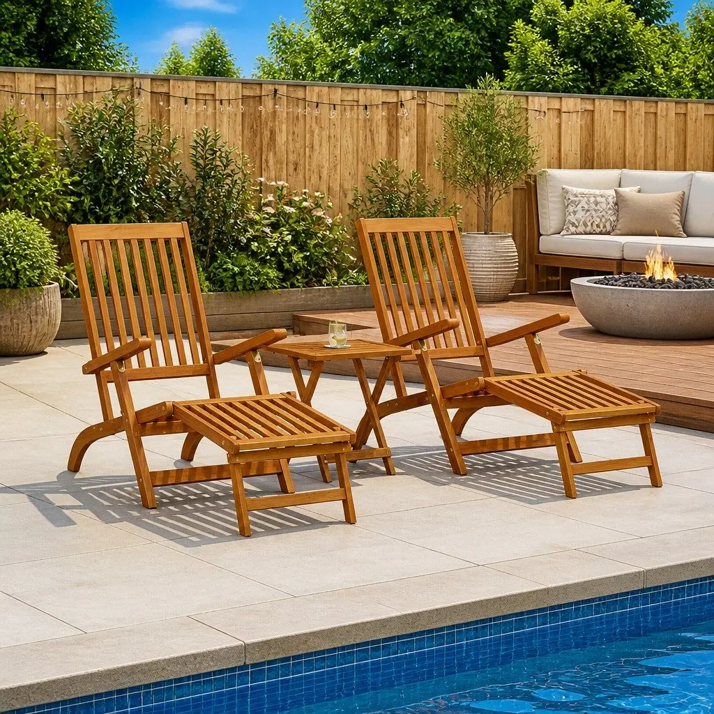 Acacia Wood Reclining Loungers