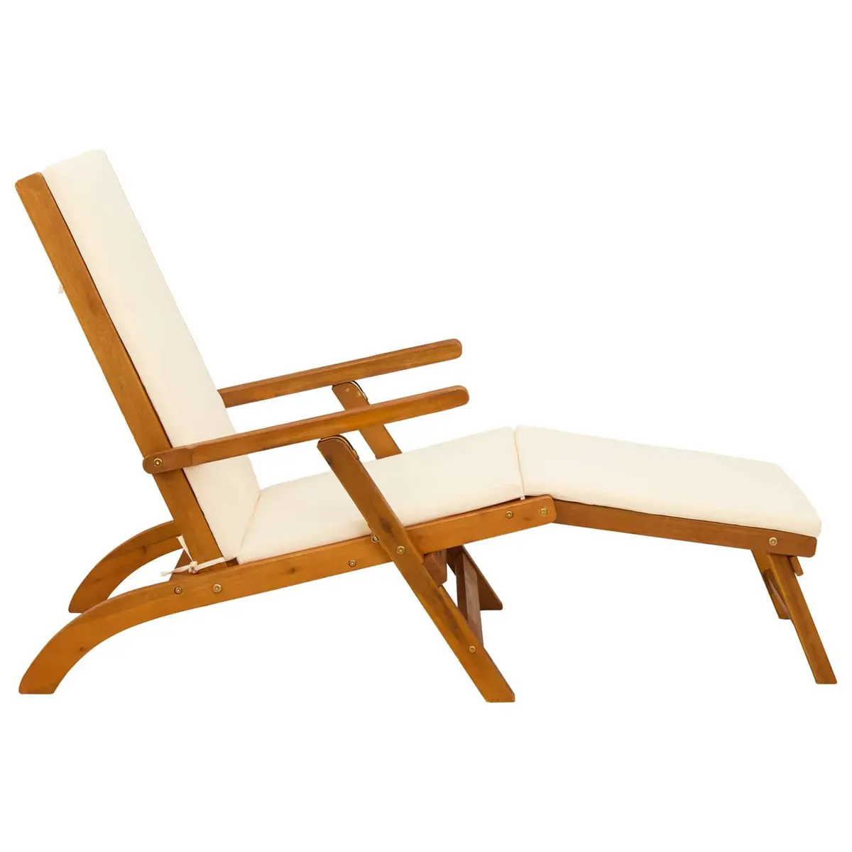 Reclining Sun Lounger Adjustable Backrest Foldable Acacia Wood 55 x 146 x 91 cm 2 Piece