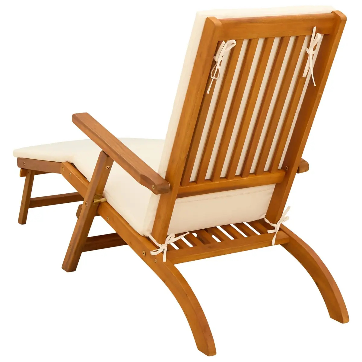 Reclining Sun Lounger Adjustable Backrest Foldable Acacia Wood 55 x 146 x 91 cm 2 Piece