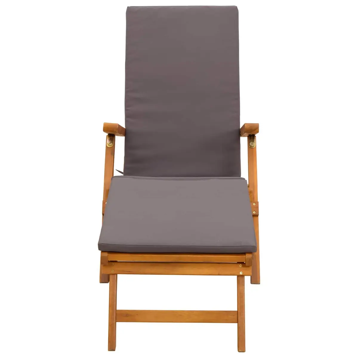 Reclining Sun Lounger Acacia Wood Adjustable Backrest Foldable 2 Piece