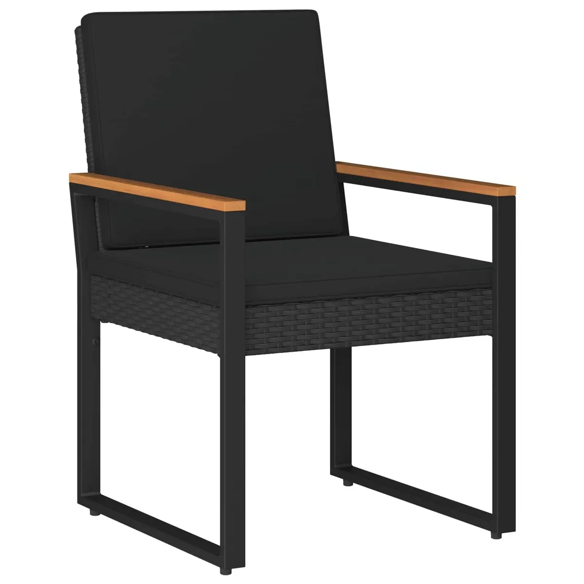 Outdoor Furniture Set Black Poly Rattan 3 Piece Garden Patio Chairs Table