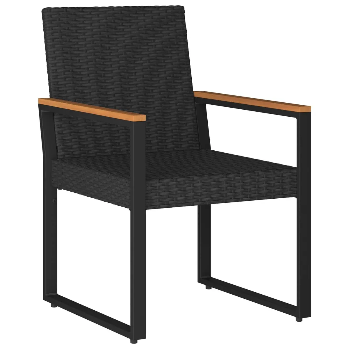 Outdoor Furniture Set Black Poly Rattan 3 Piece Garden Patio Chairs Table