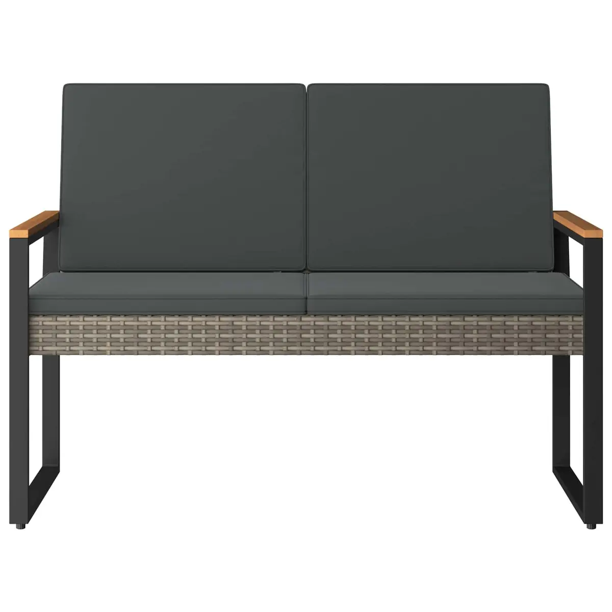 Outdoor Bench Poly Rattan Grey Weather-Resistant Durable Seating 107 x 61 x 80 cm